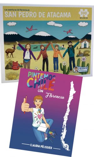 Rompecabezas Florencia San Pedro de Atacama + Libro Pintemos Chile con Florencia