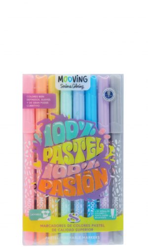 Estuche 8 Marcadores Mooving – 100% Pastel