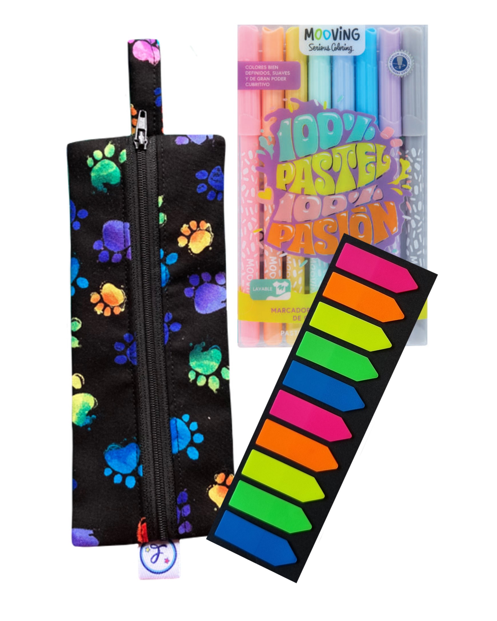 PACK ESTUCHE PATITAS CON MARCADORES PASTEL