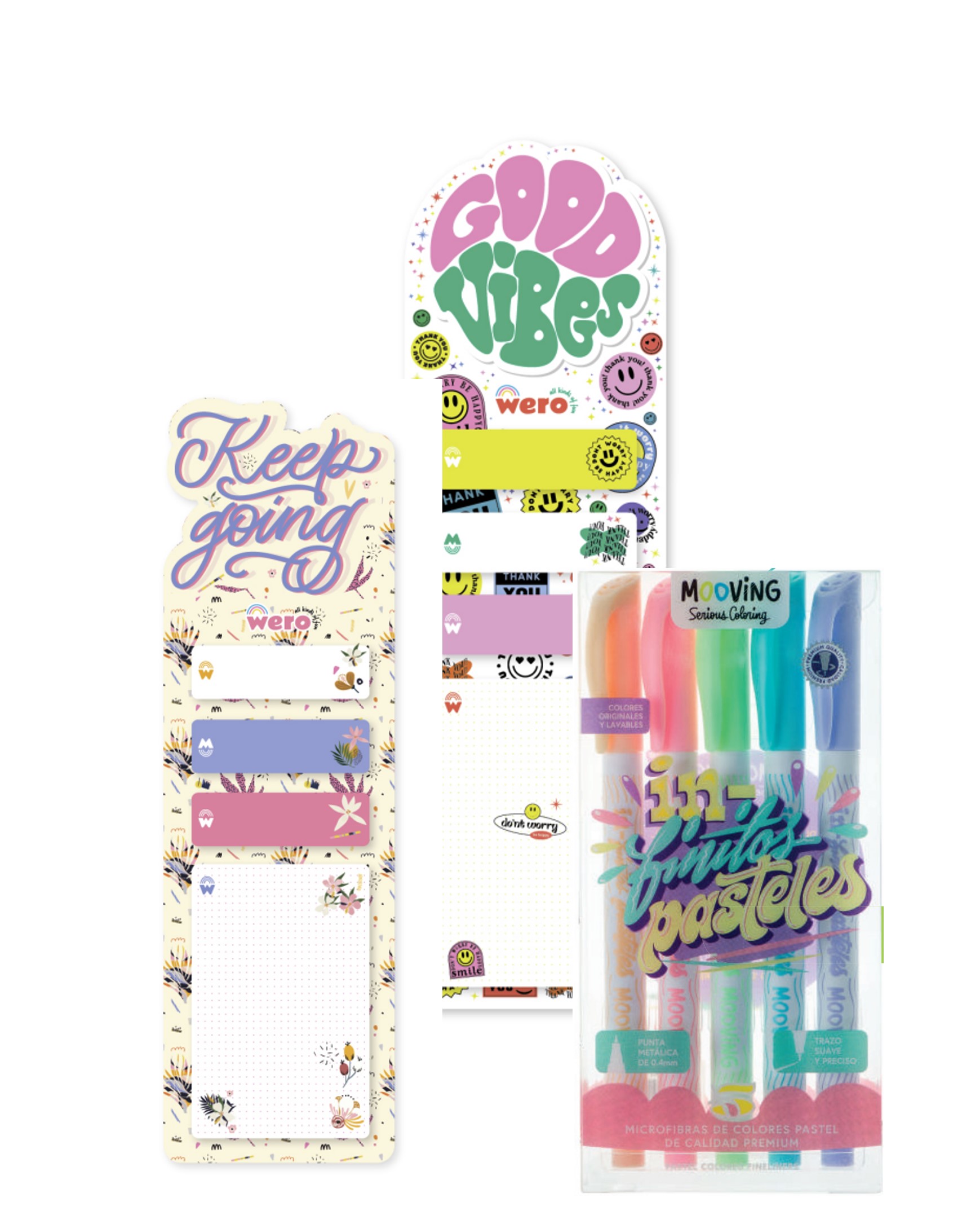 PACK BANDERITAS ADHESIVAS MAS LAPICES PASTELES