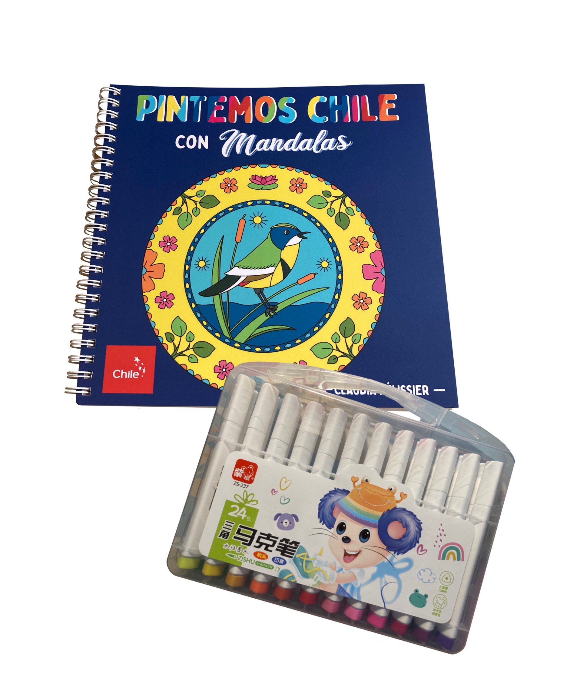 PINTEMOS CHILE CON MANDALAS + MARCADORES 24 COLORES PINTEMOS CHILE CON MANDALAS + MARCADORES 24 COLORES