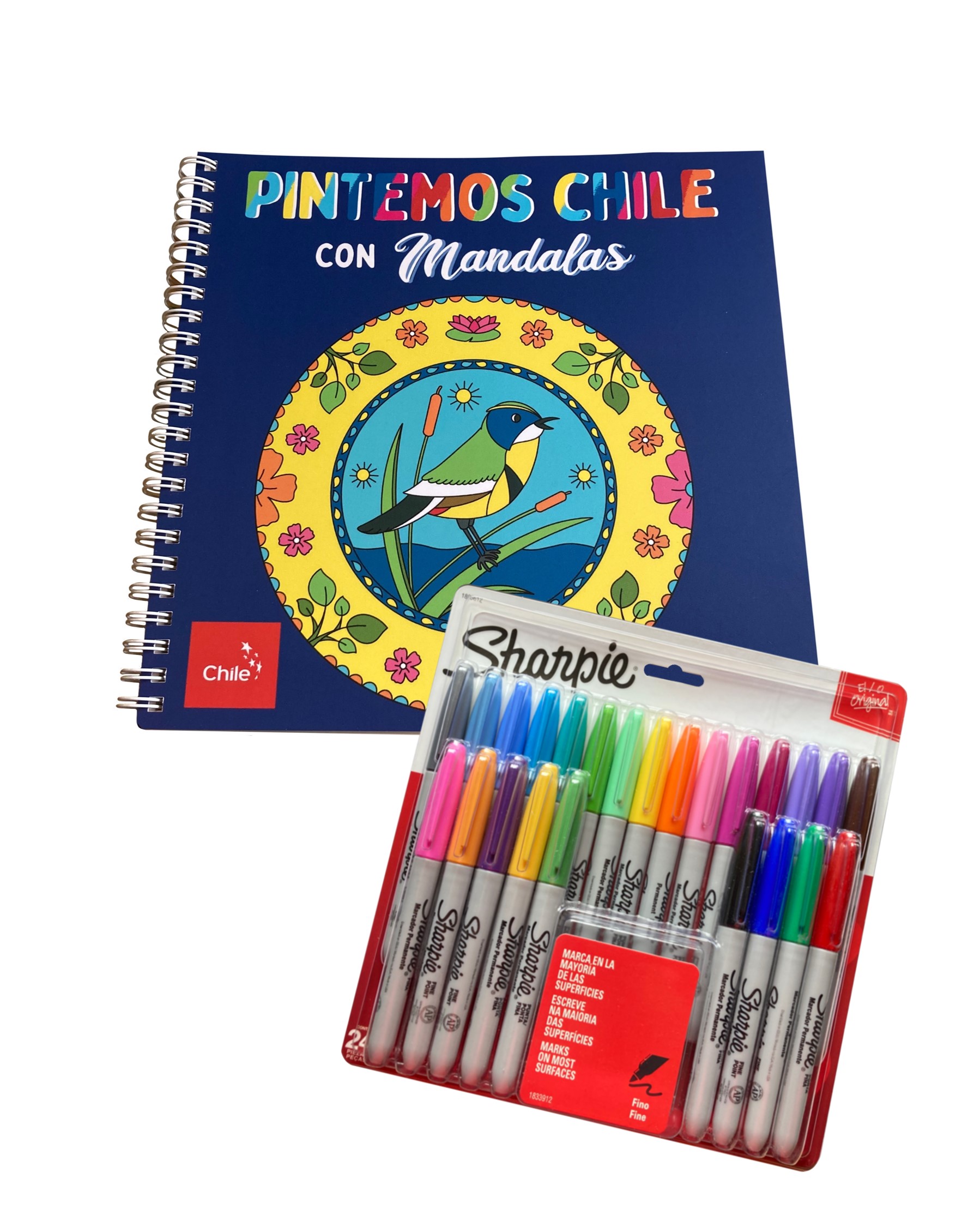 PINTEMOS CHILE CON MANDALAS + 24 SHARPIE PINTEMOS CHILE CON MANDALAS + 24 SHARPIE