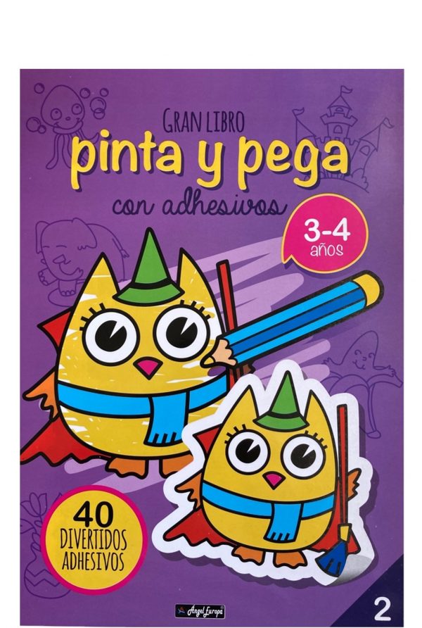 GRAN LIBRO PINTA Y PEGA CON ADHESIVOS 2 - BUHOS