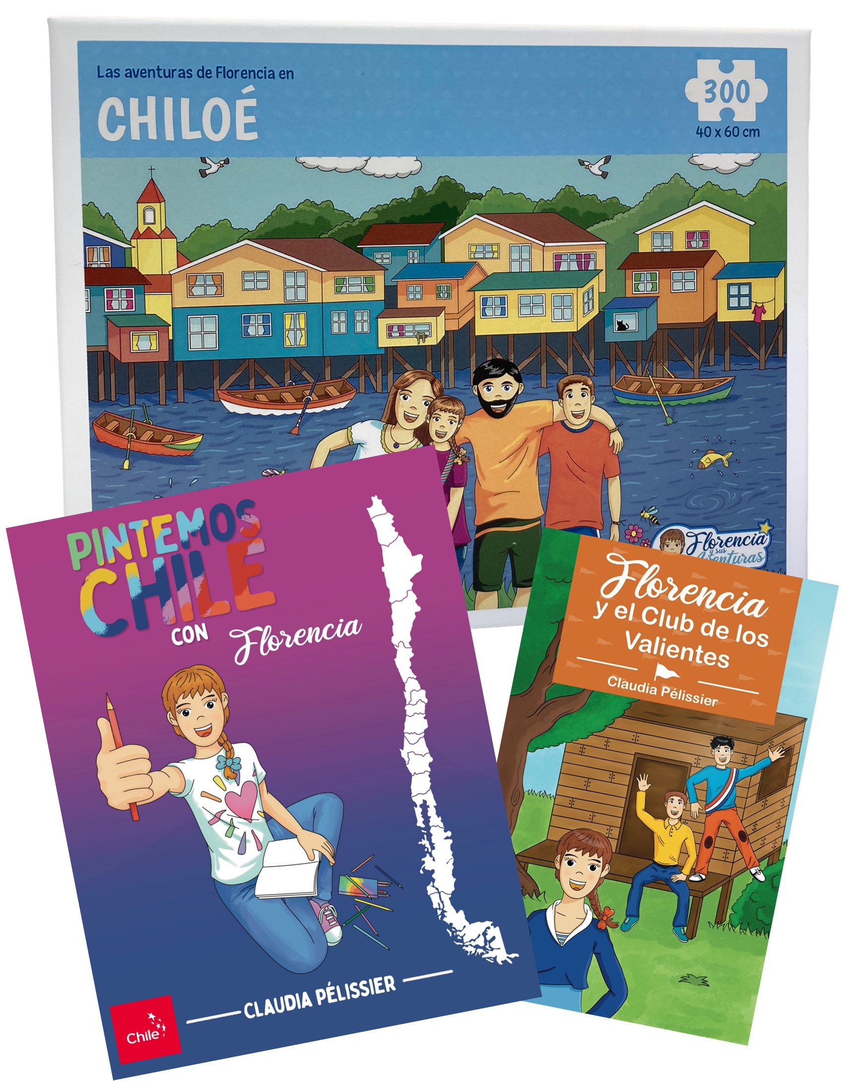 PACK ROMPECABEZAS CHILOE + PINTEMOS CHILE CON FLORENCIA + FLORENCIA Y EL CLUB DE LOS VALIENTES PACK ROMPECABEZAS CHILOE + PINTEMOS CHILE CON FLORENCIA + FLORENCIA Y EL CLUB DE LOS VALIENTES