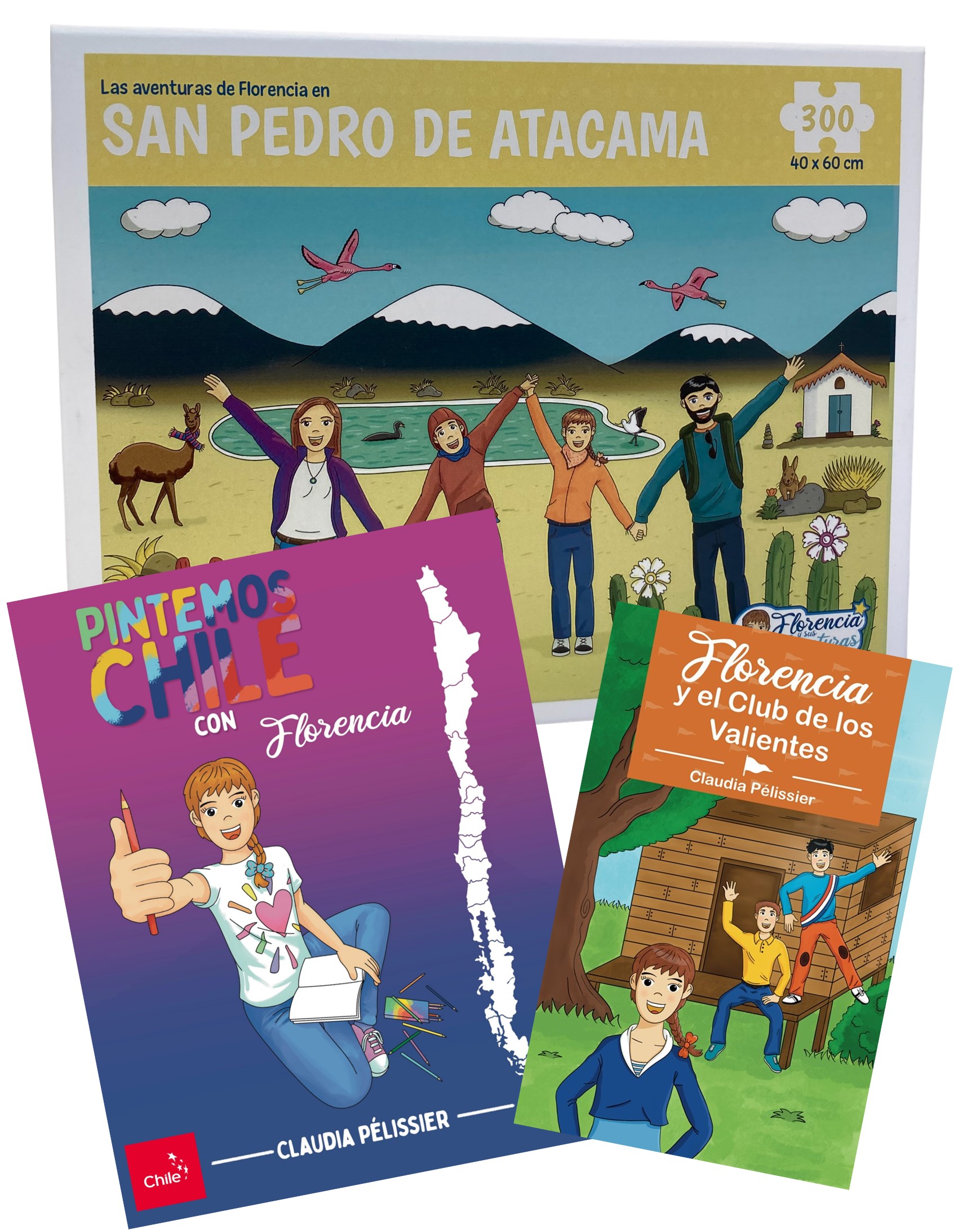 PACK ROMPECABEZAS SAN PEDRO DE ATACAMA + PINTEMOS CHILE CON FLORENCIA + FLORENCIA Y EL CLUB DE LOS VALIENTES PACK ROMPECABEZAS SAN PEDRO DE ATACAMA + PINTEMOS CHILE CON FLORENCIA + FLORENCIA Y EL CLUB DE LOS VALIENTES