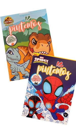 Pack libros Dinosaurios Pintemos Jurassic World y Marvel Spidey