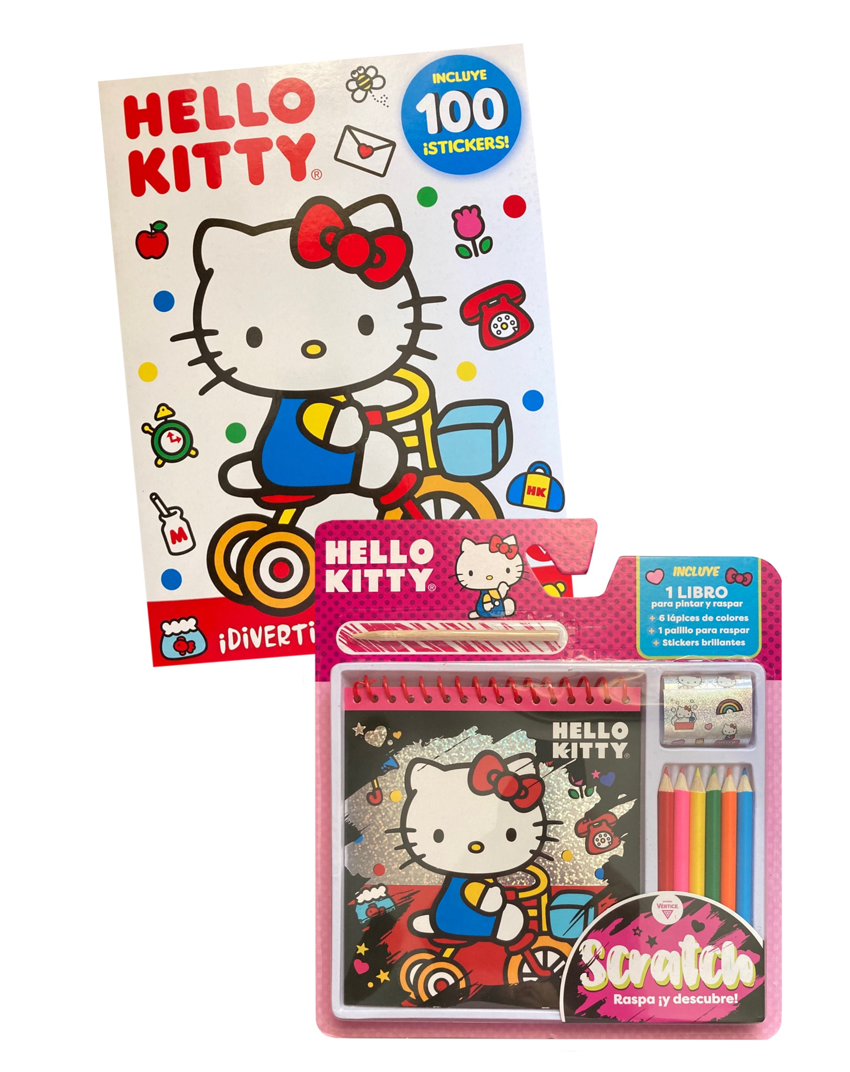 LIBRO ACTIVIDADES HELLO KITTY + SET SCRATCHS HELLO KITTY + SET SCRATCH