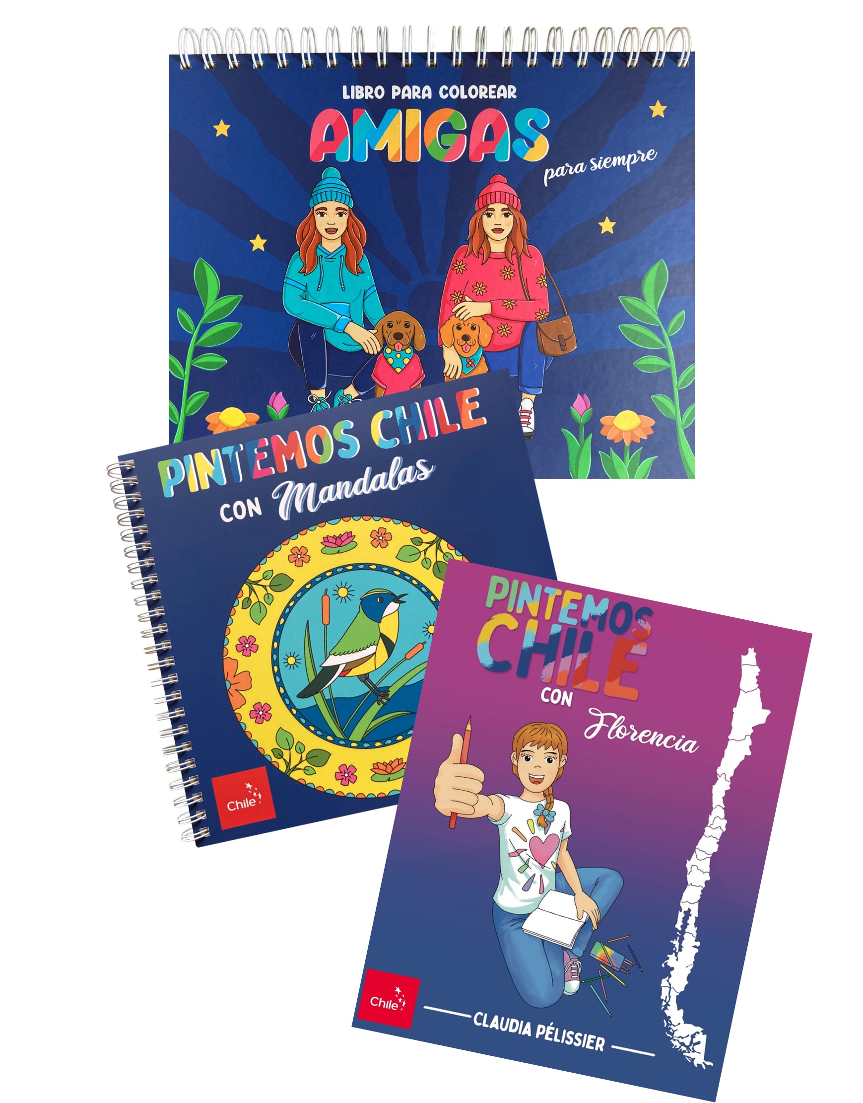 Amigas para siempre + Pintemos Chile con mandalas tapa dura + Pintemos Chile con Florencia