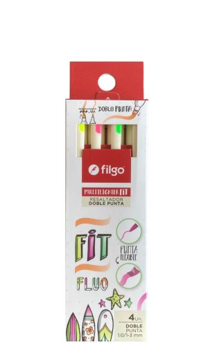 Destacador Doble Punta Flúor – Filgo – 4 colores
