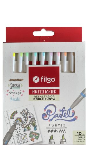 Destacador Doble Punta Pastel – Filgo – 10 colores