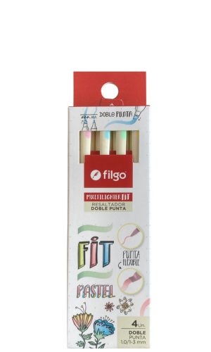 Destacador Doble Punta Pastel – Filgo – 4 colores