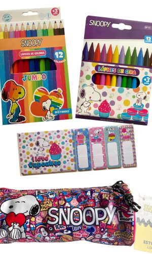 Pack Escolar Snoopy V2- Estuche, lápices, notas
