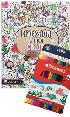Libro para colorear – Diversión a todo color + 18 lápices de colores