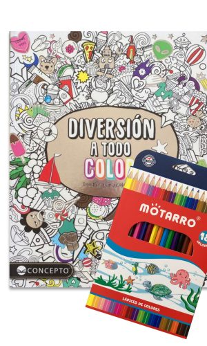 Libro para colorear – Diversión a todo color + 18 lápices de colores