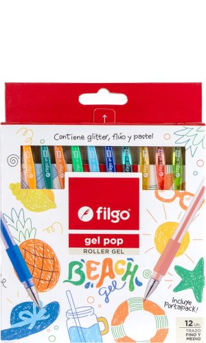 Bolígrafo Filgo Roller Gel Pop Beach – 12 colores
