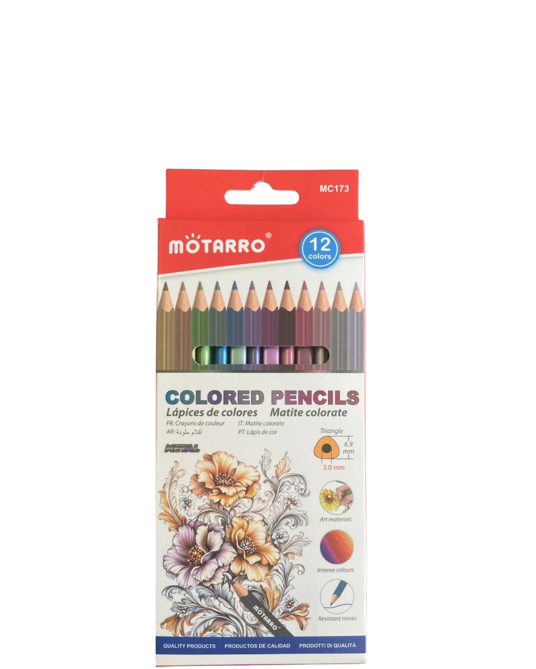 LÁPICES DE COLORES METALIZADOS 12 UNIDADES