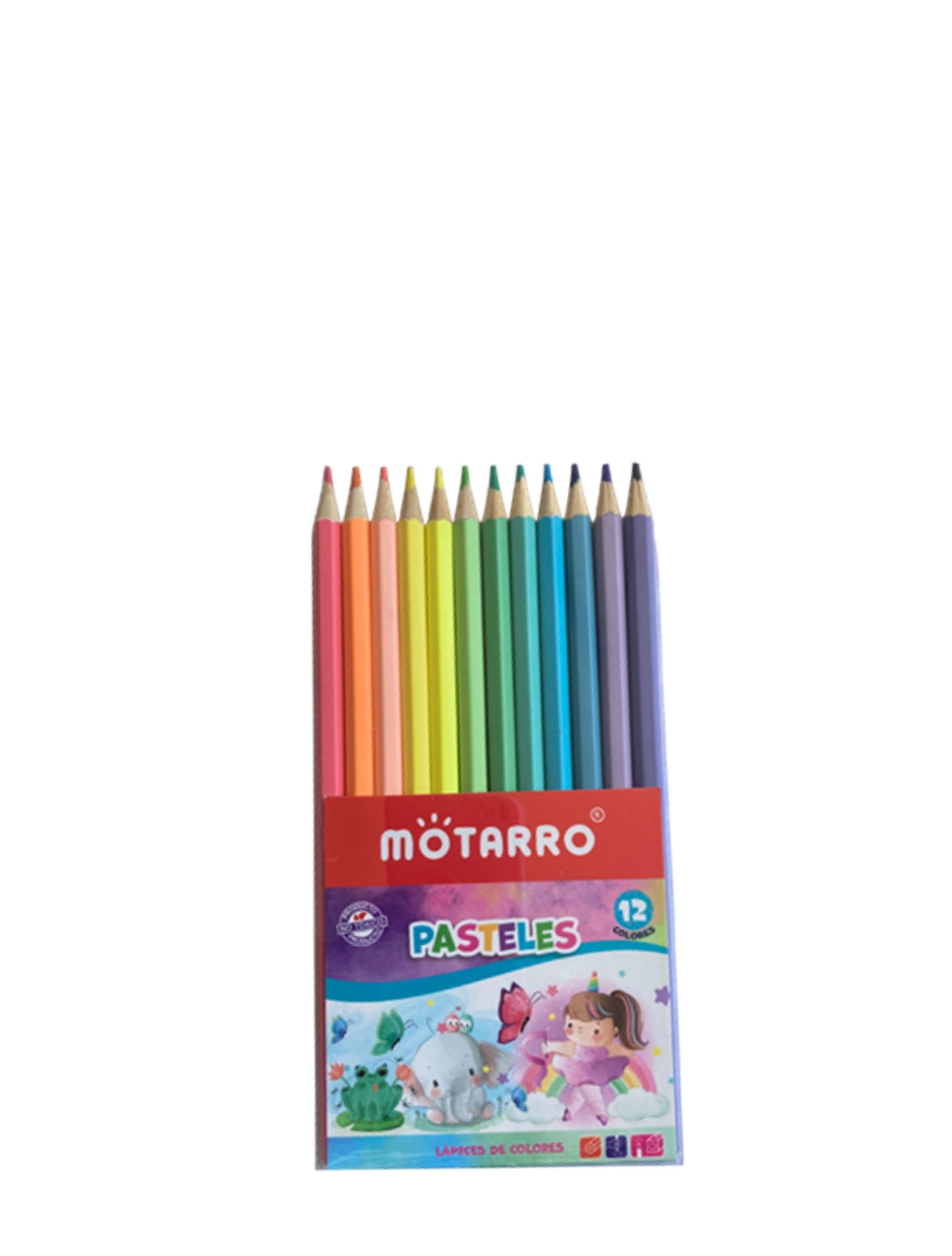 LÁPICES DE COLORES PASTEL 12 UNIDADES MOTARRO