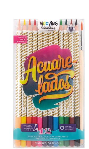 Estuche 12 Lápices Mooving – Acuarelados