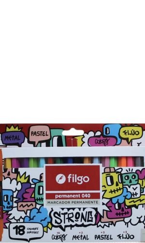 Marcadores Permanente Filgo Strong 18 colores