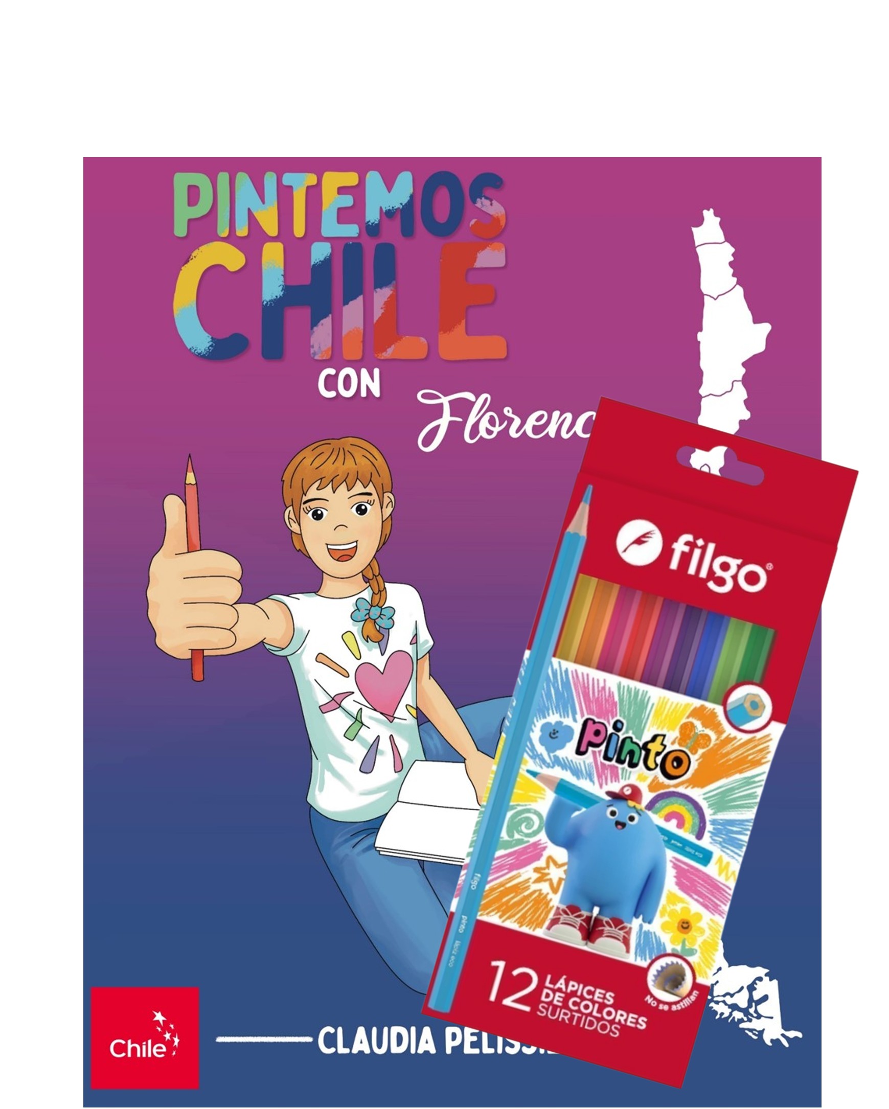 PINTEMOS CHILE CON FLORENCIA + 12 LAPICES PINTO FILGO